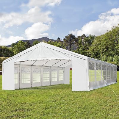 Outsunny 20' x 40' Large Outdoor Carport Canopy Party Tent Removable Protective Sidewalls and Versatile Uses White Image 1