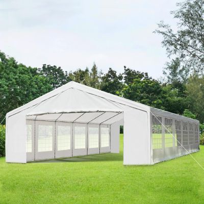 Outsunny 20' x 40' Large Outdoor Carport Canopy Party Tent Removable Protective Sidewalls and Versatile Uses White Image 2
