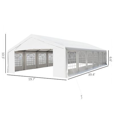 Outsunny 20' x 40' Large Outdoor Carport Canopy Party Tent Removable Protective Sidewalls and Versatile Uses White Image 3