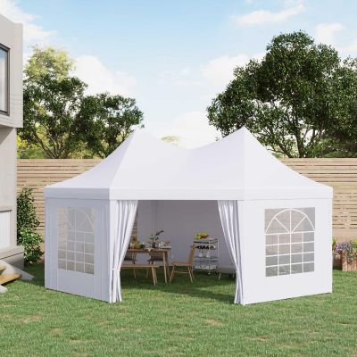 Outsunny 22' x 16' ft Canopy Party Event Tent 2 Pull Back Doors Column Less Event Space and 8 Cathedral Windows Image 2
