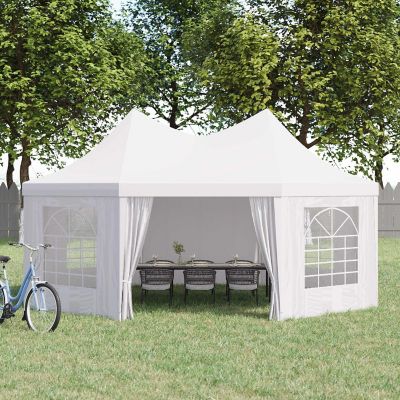 Outsunny 22' x 16' ft Canopy Party Event Tent 2 Pull Back Doors Column Less Event Space and 8 Cathedral Windows Image 3