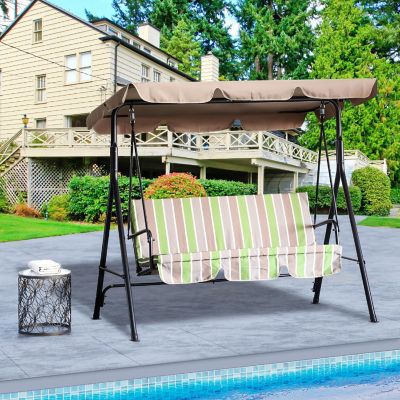 Outsunny 3 Person Porch Lawn Swing Canopy Outdoor Yard Glider Swing Chair Image 2