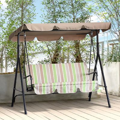 Outsunny 3 Person Porch Lawn Swing Canopy Outdoor Yard Glider Swing Chair Image 3