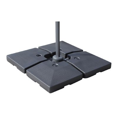 Outsunny 4 Piece Cantilever Patio Umbrella Base Stand Outdoor Offset Umbrella Weight Plates 176 lbs Capacity Water or 264 lbs Capacity Sand Black Image 1