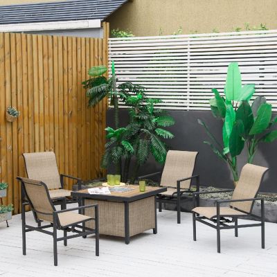 Outsunny 5 Piece Rattan Patio Dining Set Outdoor Wicker Furniture Set 4