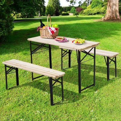 Outsunny 6' Wooden Outdoor Folding Camping Table Set Image 1