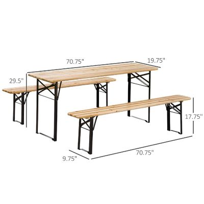 Outsunny 6' Wooden Outdoor Folding Camping Table Set Image 2