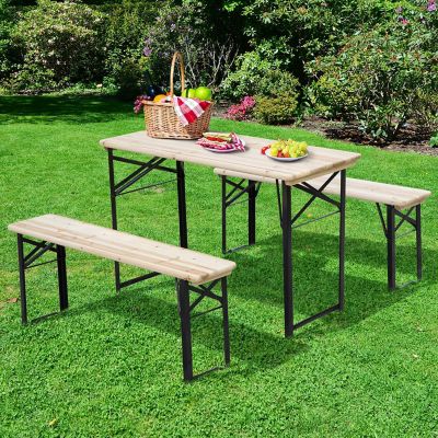Outsunny 6' Wooden Outdoor Folding Camping Table Set Image 3