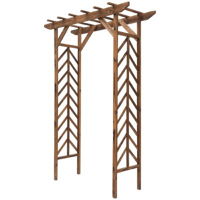 Outsunny 79in Wooden Garden Arbor Arch Trellis Classic Countryside Style Pergola Style Roof for Climbing Vines for Ceremony Party Weddings Image 1