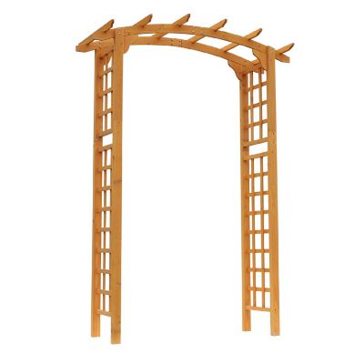 Outsunny 8' Wood Garden Arbor Arch Trellis Wall for Climbing and Hanging Plants Decor for Party Weddings Birthdays and Backyards Image 1
