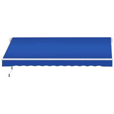 Outsunny 8' x 7' Patio Retractable Awning Manual Exterior Sun Shade Deck Window Cover Blue Image 1