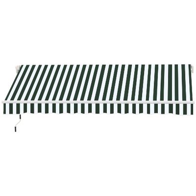 Outsunny 8' x 7' Patio Retractable Awning Manual Exterior Sun Shade Deck Window Cover Green / White Image 1