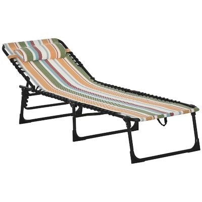 Outsunny Folding Chaise Lounge Chair Reclining Garden Sun Lounger 4 Position Adjustable Backrest for Patio Deck and Poolside Colored Image 1