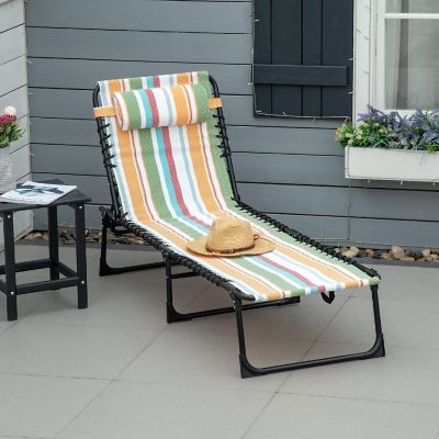 Outsunny Folding Chaise Lounge Chair Reclining Garden Sun Lounger 4 Position Adjustable Backrest for Patio Deck and Poolside Colored Image 2
