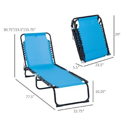 Outsunny Folding Chaise Lounge Chair Reclining Garden Sun Lounger 4 Position Adjustable Backrest for Patio Deck and Poolside Light Blue Image 2