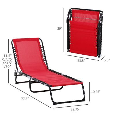 Outsunny Folding Chaise Lounge Chair Reclining Garden Sun Lounger 4 Position Adjustable Backrest for Patio Deck and Poolside Wine Red Image 2