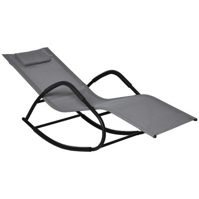 Outsunny Garden Rocking Sun Lounger Outdoor Zero gravity Reclining Rocker Lounge Chair for Patio Deck Poolside Sunbathing Grey Image 1