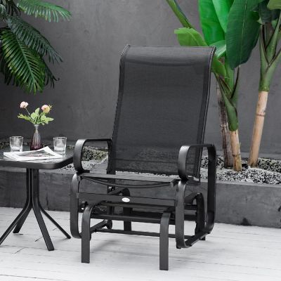 Outsunny Gliding Lounger Chair Outdoor Swinging Chair Smooth Rocking Arms and Lightweight Construction for Patio Backyard Black Image 2