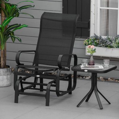 Outsunny Gliding Lounger Chair Outdoor Swinging Chair Smooth Rocking Arms and Lightweight Construction for Patio Backyard Black Image 3