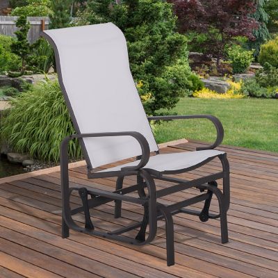Outsunny Gliding Lounger Chair Outdoor Swinging Chair Smooth Rocking Arms and Lightweight Construction for Patio Backyard Cream White Image 1