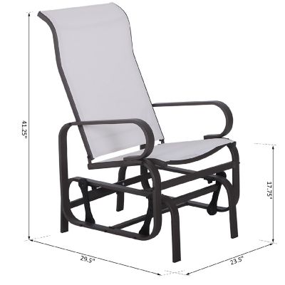Outsunny Gliding Lounger Chair Outdoor Swinging Chair Smooth Rocking Arms and Lightweight Construction for Patio Backyard Cream White Image 2