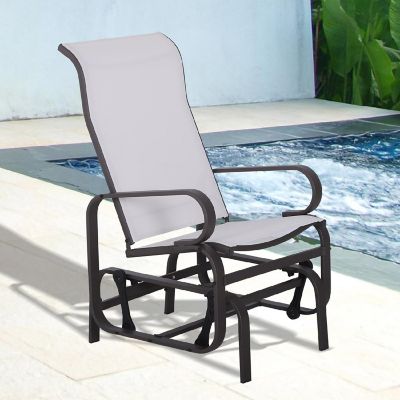 Outsunny Gliding Lounger Chair Outdoor Swinging Chair Smooth Rocking Arms and Lightweight Construction for Patio Backyard Cream White Image 3