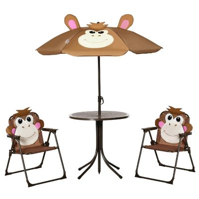 Outsunny Kids Monkey Picnic Table and Chair Set Image 1