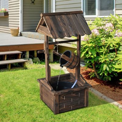 Outsunny Outdoor Accent Decorative Rustic Wishing Well Fountain Image 1