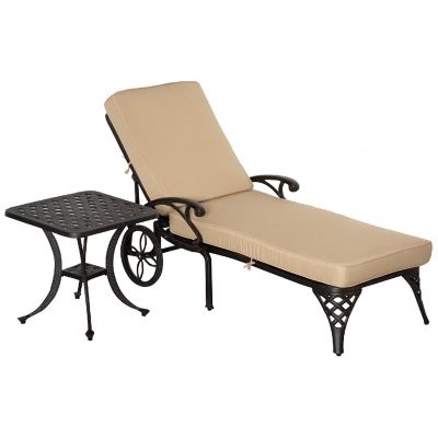 Outsunny Outdoor Aluminum Padded Lounge Chair Adjustable Backrest Patio Chaise Lounger Image 1