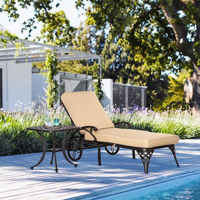 Outsunny Outdoor Aluminum Padded Lounge Chair Adjustable Backrest Patio Chaise Lounger Image 2