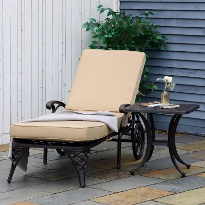 Outsunny Outdoor Aluminum Padded Lounge Chair Adjustable Backrest Patio Chaise Lounger Image 3