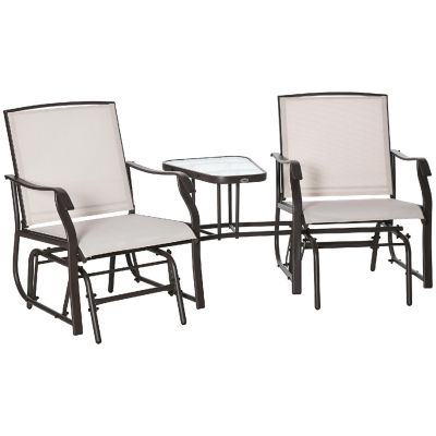Outsunny Outdoor Glider Chairs Coffee Table Patio 2 Seat Rocking Chair Swing Loveseat Image 1