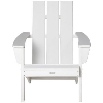 Outsunny Outdoor HDPE Adirondack Chair Plastic Deck Lounger High Back and Wide Seat White Image 1