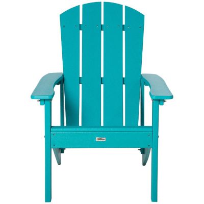 Outsunny Outdoor HDPE Adirondack Deck ChairPlastic Lounger High Back and Wide Seat Turquoise Image 1