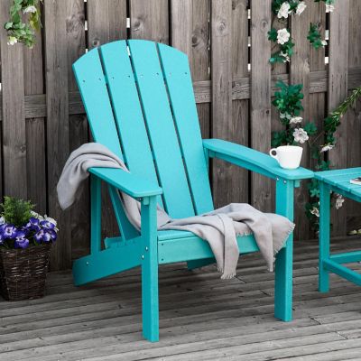 Outsunny Outdoor HDPE Adirondack Deck ChairPlastic Lounger High Back and Wide Seat Turquoise Image 3