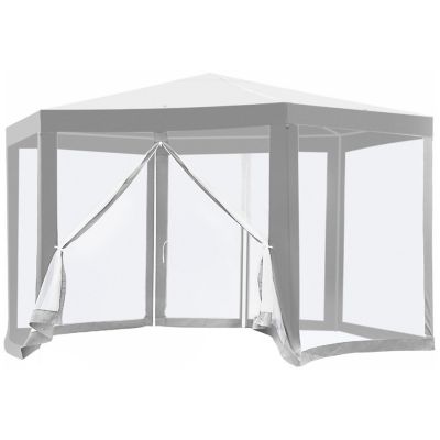 Outsunny Outdoor Hexagon Sun Shade Canopy Tent Protective Mesh Screen Walls and Proper Sun Protection Cream Image 1