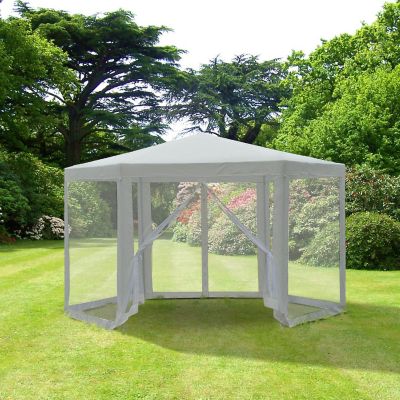 Outsunny Outdoor Hexagon Sun Shade Canopy Tent Protective Mesh Screen Walls and Proper Sun Protection Cream Image 2