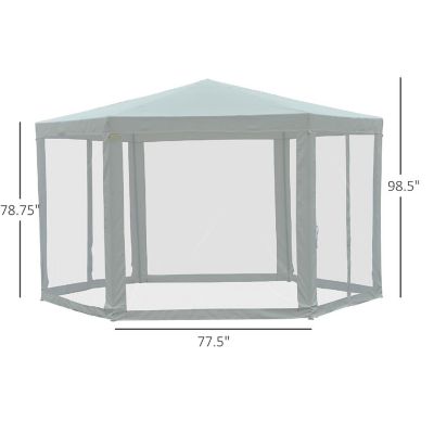 Outsunny Outdoor Hexagon Sun Shade Canopy Tent Protective Mesh Screen Walls and Proper Sun Protection Cream Image 3