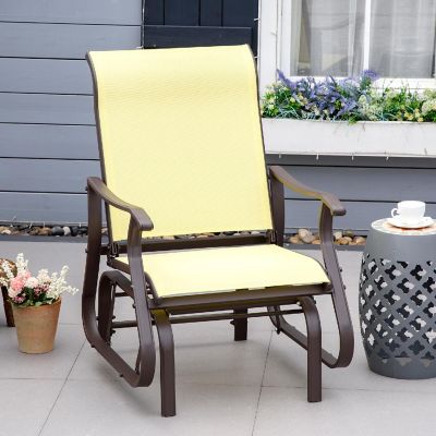 Outsunny Outdoor Swing Glider Chair Patio Mesh Rocking Chair Steel Frame for Backyard Garden and Porch Beige Image 2