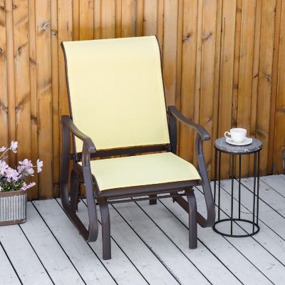 Outsunny Outdoor Swing Glider Chair Patio Mesh Rocking Chair Steel Frame for Backyard Garden and Porch Beige Image 3