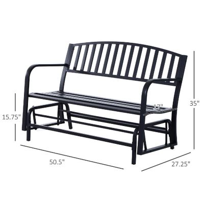 Outsunny Patio Glider Bench Outdoor Swing Rocking Chair Loveseat Power Coated Sturdy Steel Frame Black Image 3