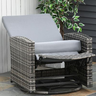 Outsunny Patio PE Rattan Wicker Recliner Chair with 360 degree Swivel