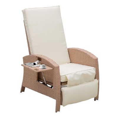 Outsunny Rattan Wicker Recliner Adjustable Back Side Table Lounge Chair Image 1