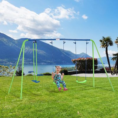 Outsunny Swing Set Glider Green Image 2