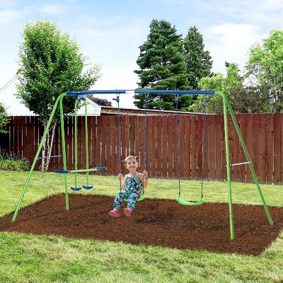 Outsunny Swing Set Glider Green Image 3