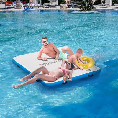 Outsunny Water Inflatable Floating Dock Inflatable Platform Island Large Floating Mat Raft with Air Pump and Backpack for Pool Beach Ocean White Image 3