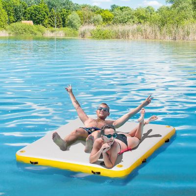 Outsunny Water Inflatable Floating Dock Inflatable Platform Island Large Floating Mat with Air Pump and Backpack for Pool Beach Ocean White Image 2