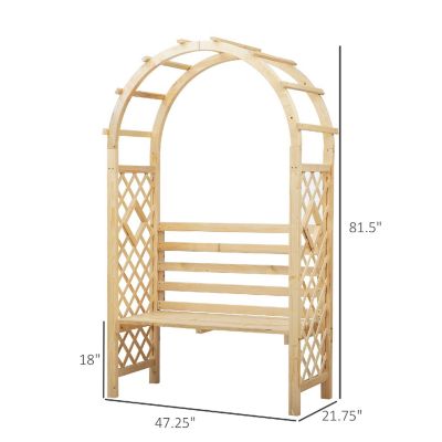Outsunny Wood Garden Arch Bench Pergola Trellis for Vines/Climbing Plants Perfect for the Backyard and Outdoor Space Image 2