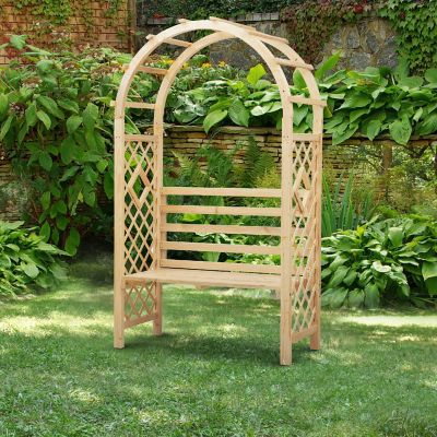 Outsunny Wood Garden Arch Bench Pergola Trellis for Vines/Climbing Plants Perfect for the Backyard and Outdoor Space Image 3