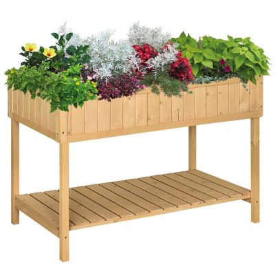 Outsunny Wooden Raised Garden Bed 8 Slots Elevated Planter Box Stand Image 1